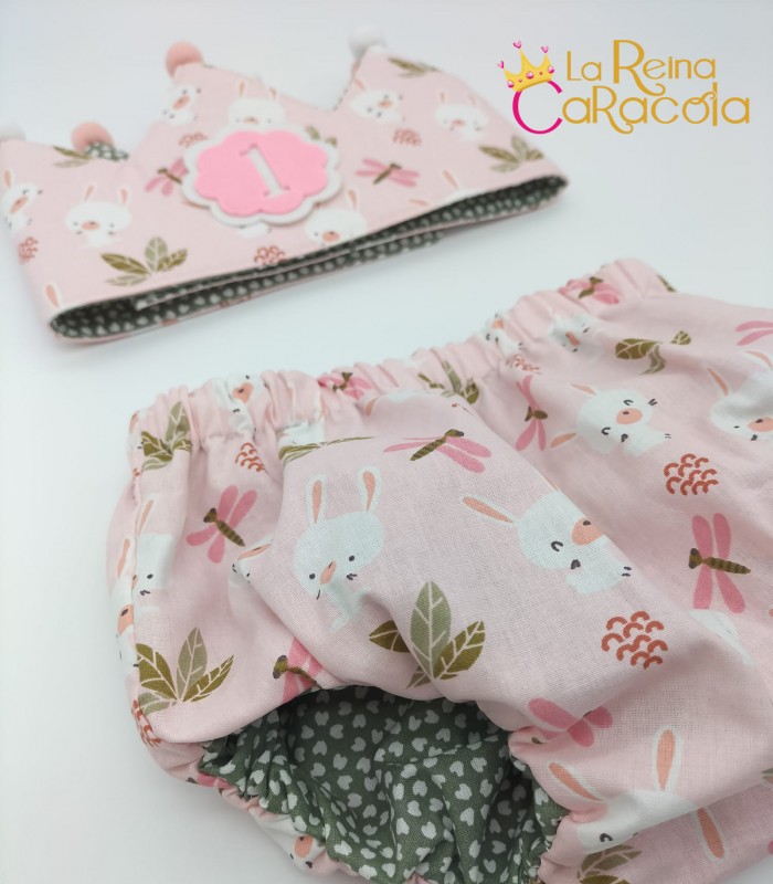 Conjunto cumpleaños rosa Conejos