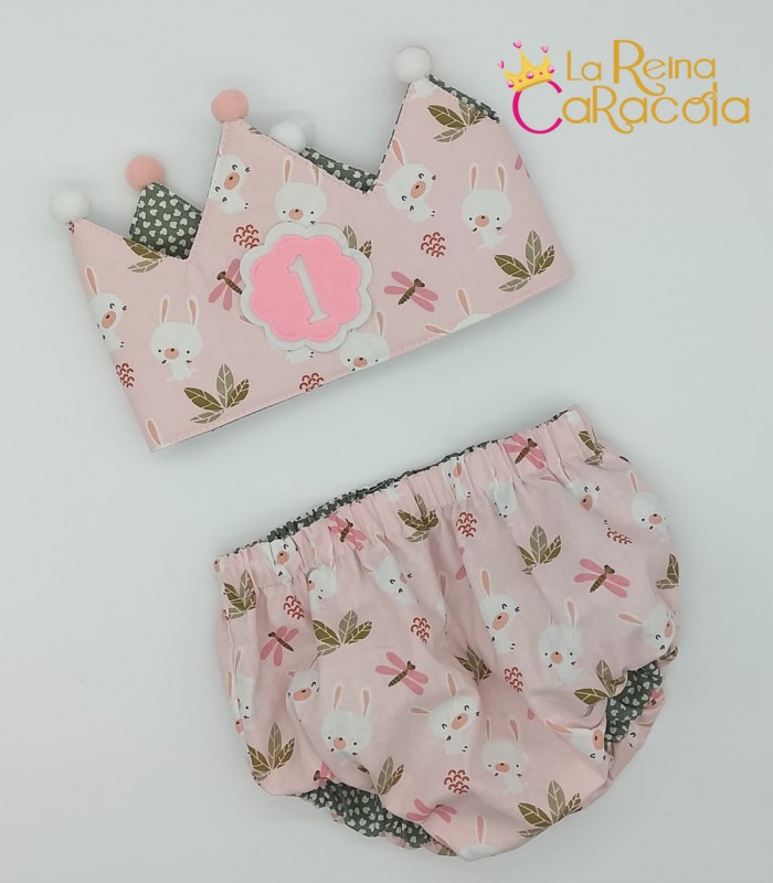 Conjunto cumpleaños rosa Conejos