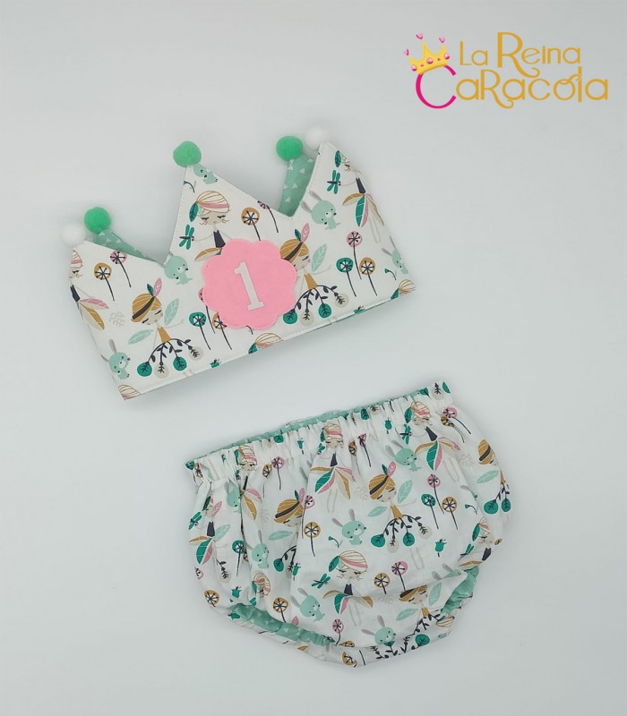 Conjunto corona y cubrepañal Hadas