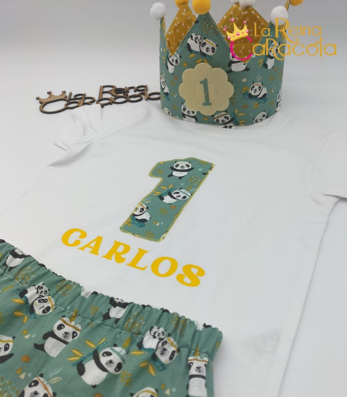 Conjunto cumpleaños bebé Pandas