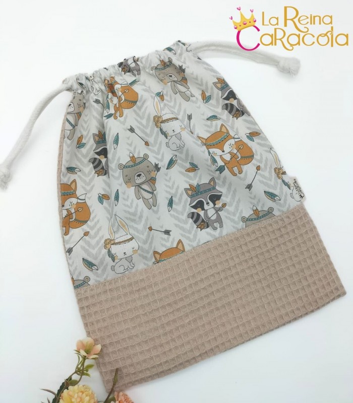bolsa-merienda-animales-indios-la-reina-caracola