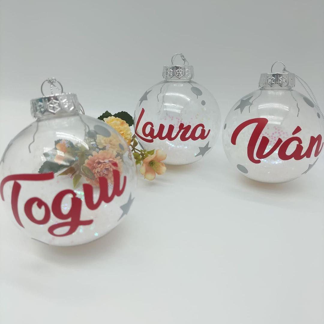 Bolas de Navidad Personalizadas Transparentes con Tu inicial y Tu
